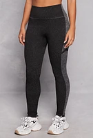 Womens Two Tone High Waisted Leggings, Grey, Size L-XL