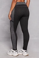 Womens Two Tone High Waisted Leggings, Grey, Size L-XL