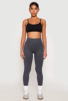 Womens Seamless Acid Wash High Waisted Leggings, Grey, Size S-M