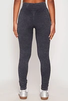 Womens Seamless Acid Wash High Waisted Leggings, Grey, Size S-M