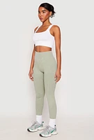 Womens Seamless Acid Wash High Waisted Leggings, Green, Size S-M