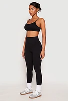 Womens Rib Knit Seamless High Waist Leggings, Black, Size L-XL