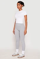 Womens Rib Knit Seamless High Waist Leggings, Grey, Size L-XL