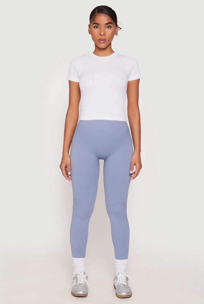 Womens Rib Knit Seamless High Waist Leggings,
