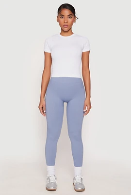 Womens Rib Knit Seamless High Waist Leggings,