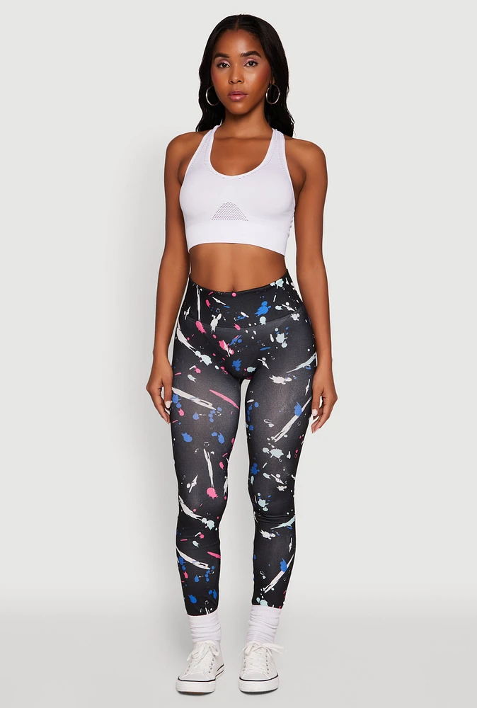 Womens Paint Splatter Leggings with Booty Lift Effect, Multi, Size S-M