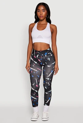 Womens Paint Splatter Leggings with Booty Lift Effect, Multi, Size S-M