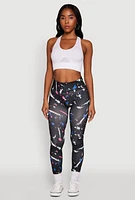 Womens Paint Splatter Leggings with Booty Lift Effect, Multi, Size S-M