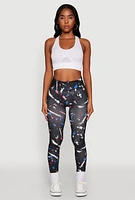 Womens Paint Splatter Leggings with Booty Lift Effect, Multi, Size S-M