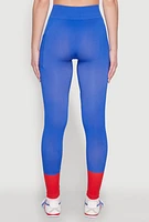 Womens Contrast Trim Cell Phone Pocket Leggings, Blue, Size L-XL