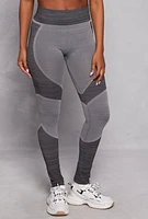 Womens Two Tone High Waist Leggings, Grey,