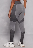 Womens Two Tone High Waist Leggings, Grey,