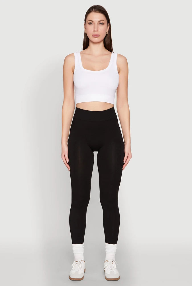 Womens Side Pocket High Waist Leggings, Black, Size L-XL