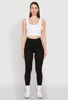 Womens Side Pocket High Waist Leggings, Black, Size L-XL