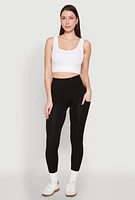 Womens Side Pocket High Waist Leggings, Black, Size L-XL