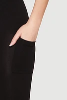 Womens Side Pocket High Waist Leggings, Black, Size L-XL