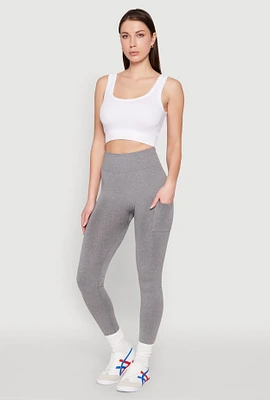 Womens Side Pocket High Waist Leggings, Grey,