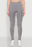 Womens Side Pocket High Waist Leggings, Grey, Size L-XL