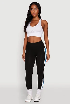 Womens Side Stripe Graphic Leggings with Booty Lift Effect, Black, Size L-XL