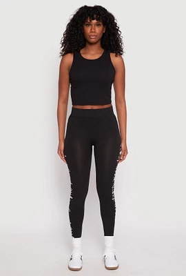 Womens Good Vibes Graphic High Waist Leggings, Black, Size L-XL