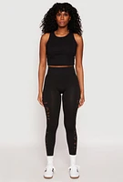 Womens Seamless Laser Cut Love High Waist Leggings, Black, Size L-XL