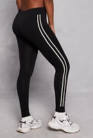 Womens Fleece Attitude Graphic Side Stripe Leggings, Black, Size S-M