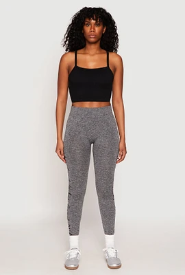 Womens Good Vibes Graphic High Waisted Leggings, Grey, Size L-XL
