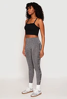 Womens Good Vibes Graphic High Waisted Leggings, Grey, Size L-XL
