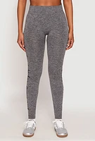 Womens Good Vibes Graphic High Waisted Leggings, Grey, Size L-XL