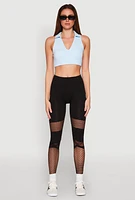Womens Fishnet Detail Seamless Leggings, Black, Size S-M