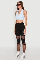 Womens Fishnet Detail Seamless Leggings, Black, Size S-M