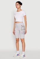 Womens Living My Best Life Graphic Print Biker Shorts,