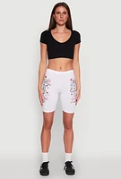 Womens Living My Best Life Graphic Print Biker Shorts, White,