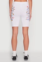 Womens Living My Best Life Graphic Print Biker Shorts, White,
