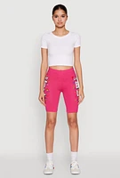 Womens Living My Best Life Graphic Print Biker Shorts, Pink, Size L
