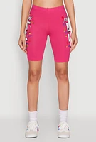 Womens Living My Best Life Graphic Print Biker Shorts, Pink, Size L