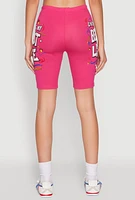 Womens Living My Best Life Graphic Print Biker Shorts, Pink, Size L