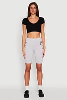 Womens Blessed Graphic Biker Shorts, Grey, Size M