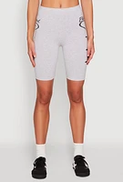 Womens Blessed Graphic Biker Shorts, Grey, Size M