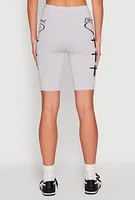 Womens Blessed Graphic Biker Shorts, Grey, Size M