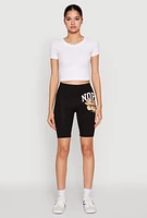 Womens Nope Not Today Bear Graphic Biker Shorts, Black,