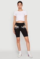 Womens Love Yourself Teddy Bear Biker Shorts, Black,