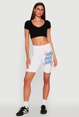 Womens Only One You Graphic Biker Shorts, White, Size XL