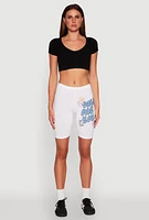 Womens Only One You Graphic Biker Shorts, White, Size XL