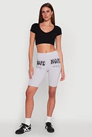 Womens Nope Not Today Graphic Biker Shorts, Grey, Size S