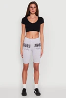 Womens Nope Not Today Graphic Biker Shorts, Grey, Size XL