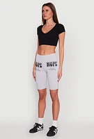 Womens Nope Not Today Graphic Biker Shorts, Grey, Size S