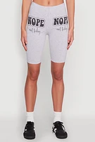 Womens Nope Not Today Graphic Biker Shorts, Grey, Size S