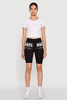 Womens Nope Not Today Graphic Biker Shorts, Black,