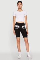 Womens Nope Not Today Graphic Biker Shorts, Black,